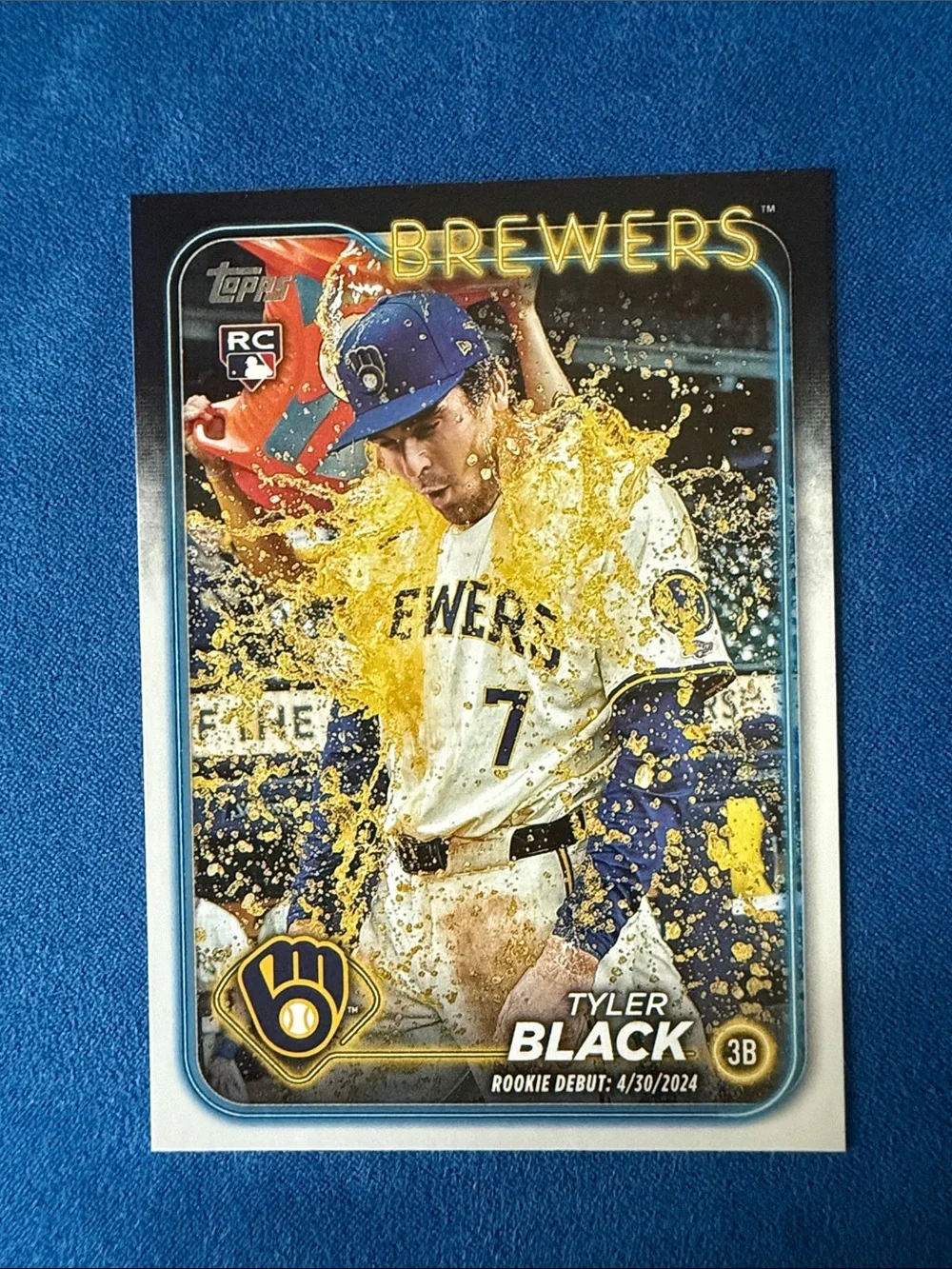 Topps Brewers Tyler Black Card - Blue, White & Gold Splash